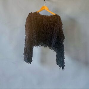 Altar'd State Black Shaggy Off-Shoulder Crop Sweater